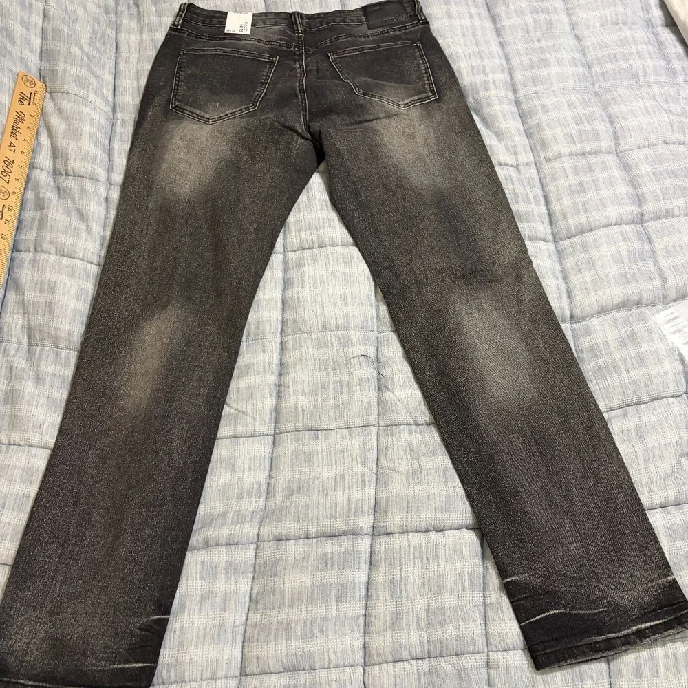 Rue21 Jeans Slim Taper Distressed Mens 34x34 Washed Black Denim Supreme Flex NWT